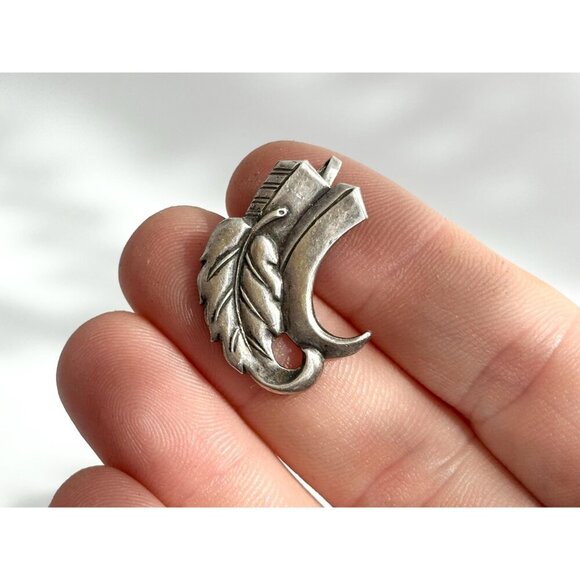 Antiqued Leaf Foliage Shaped Teeny Sterling Silver 925 Vintage Pendant | Charm - Picture 6 of 10